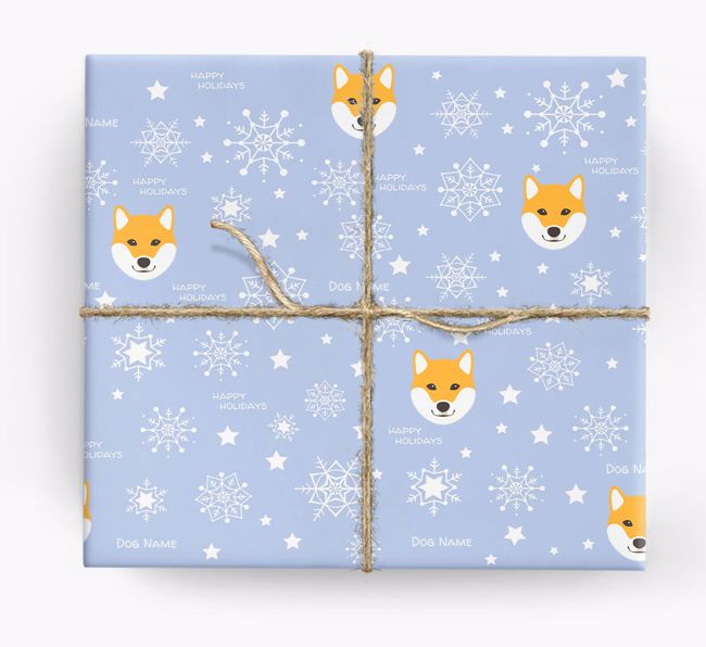 Personalized 'Happy Holidays' Christmas Wrapping Paper with your {breedFullName} icon